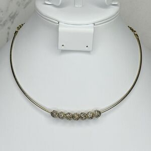 Chicos Gold Tone Rhinestone Studded Collar Statement Necklace 20" ✨